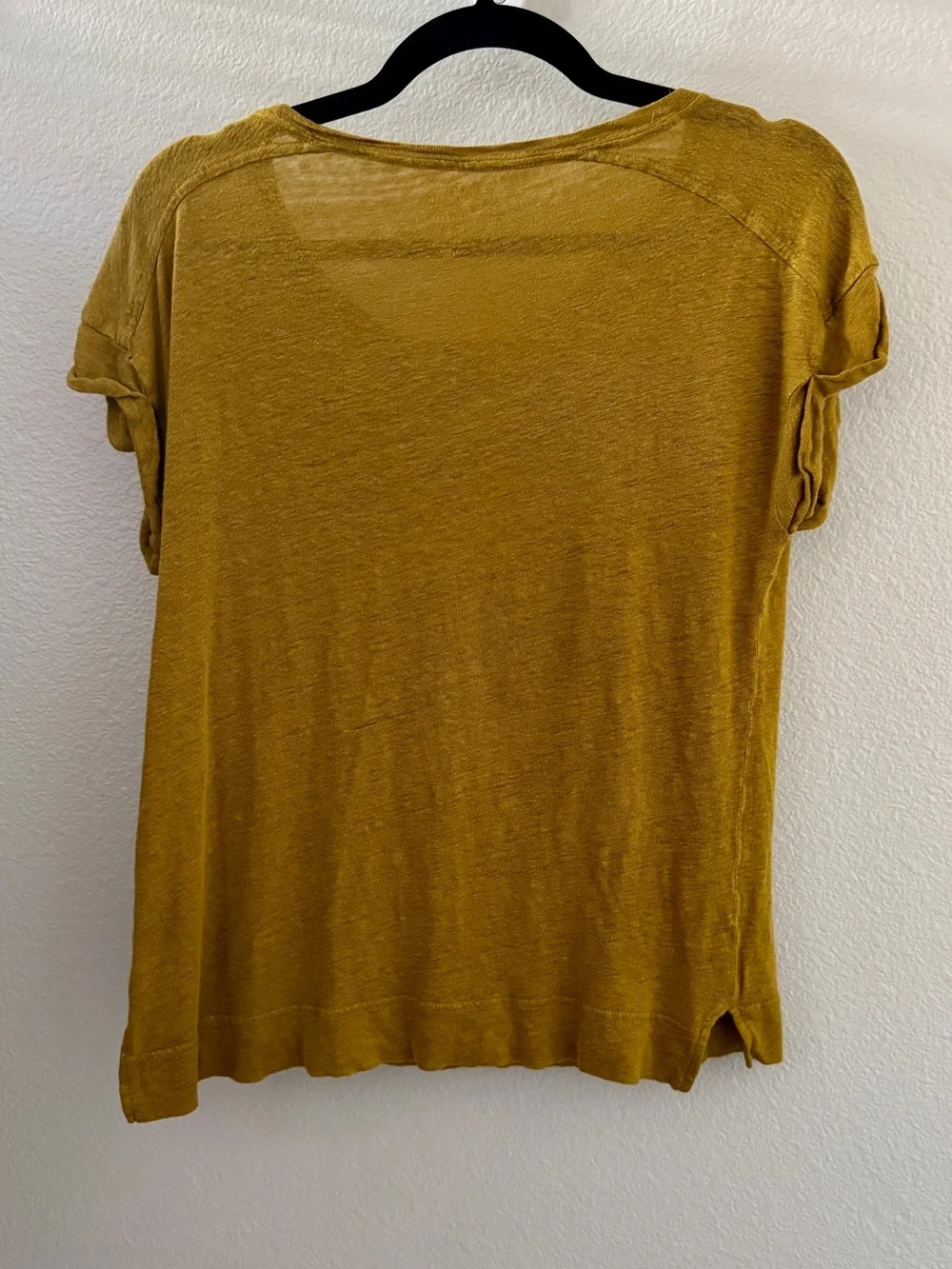 J. Crew Linen Blend Short Sleeve Tee in Mustard